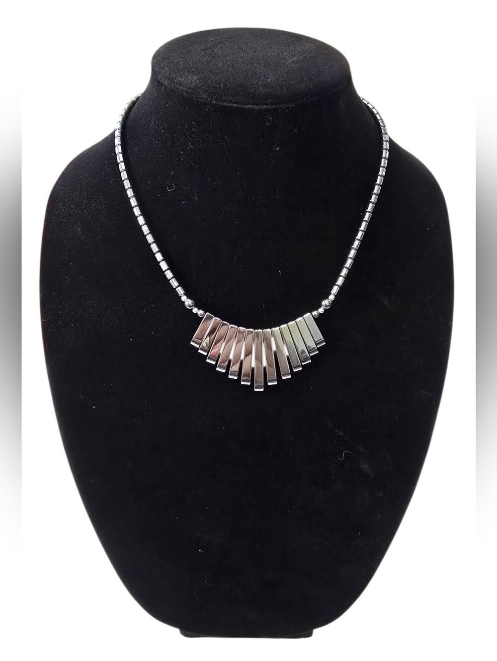 Geometric Statement Necklace Silver